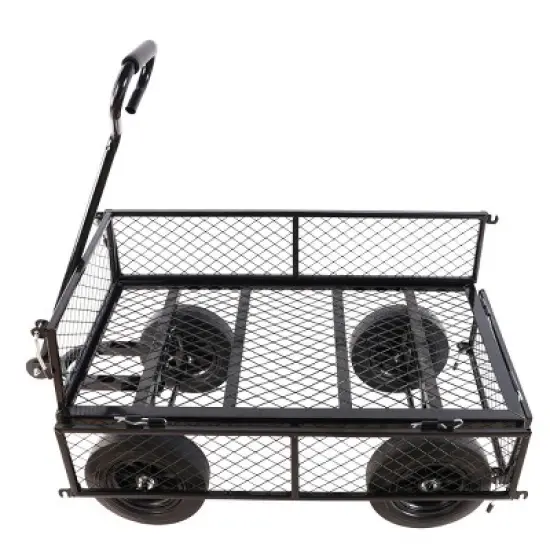 YONWAY Heavy Duty 660 Lbs Capacity Mesh Steel Garden Cart Folding Utility Wagon with Removable Sides10 inch Tire image {6}