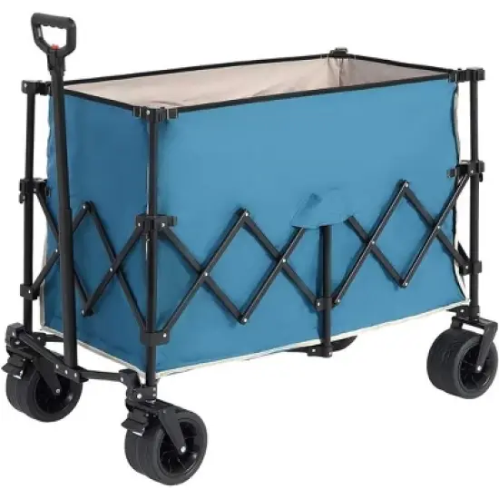 RISOKEYS Collapsible Wagon 220lbs Capacity,300L with Big All-Terrain Beach Wheels & Automatic Rebound Handle for Camping,Gardening,Shopping image {7}