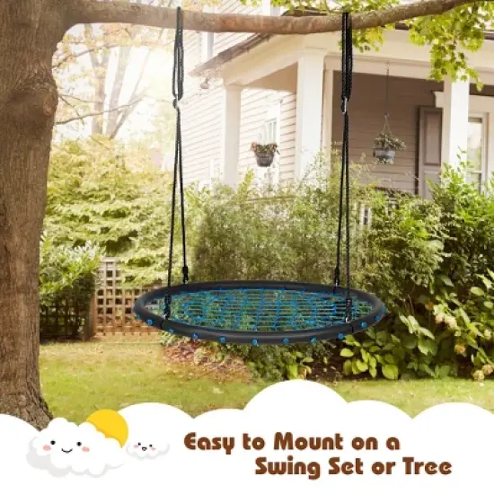 Costway 40'' Spider Web Tree Swing Set w/ Adjustable Hanging Ropes Kids Play Set BlueGreenOrange image {4}