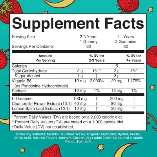 MaryRuth's Kids Nighttime No Melatonin Gummies, Strawberry, 60 ct image {1}
