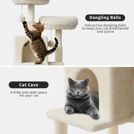 75.6-Inch Tall 2-in-1 Modern Cat Tree with Hidden Litter Box Enclosure &uml;C Large Indoor Cat Tower with Double Condos, Scratching Posts, White image {4}
