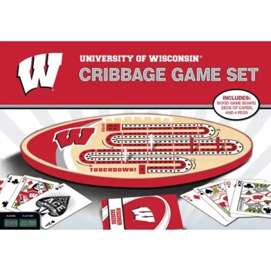 MasterPieces Officially Licensed  NCAA Wisconsin Badgers Wooden Cribbage Game for Adults image {1}