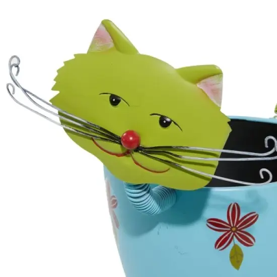 16" Wide Planter Metal Cat - Olivia & May image {2}