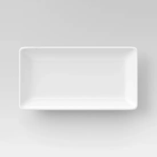 Rectangle Serving Tray 12.2"x6.46" Porcelain - Threshold&trade;: White Glazed Food Platter, Microwave & Dishwasher-Safe image {1}