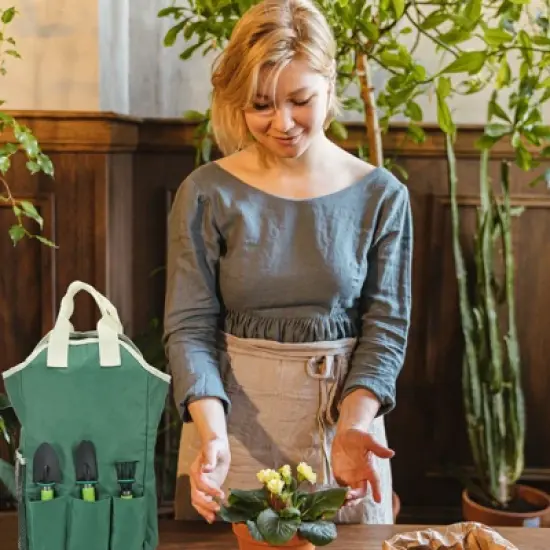 Unique Bargains Oxford Cloth Multi-Purpose Wear-Resistant Gardening Bag 14.17 x 11.42 Inch Green 1 Pc image {3}