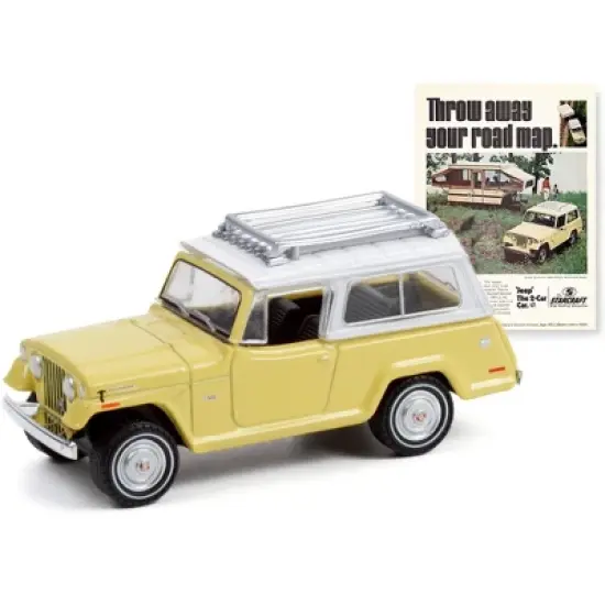 1970 Jeep Jeepster Commando w/Roof Rack Yellow w/White Top "Vintage Ad Cars" 1/64 Diecast Model Car by Greenlight image {1}