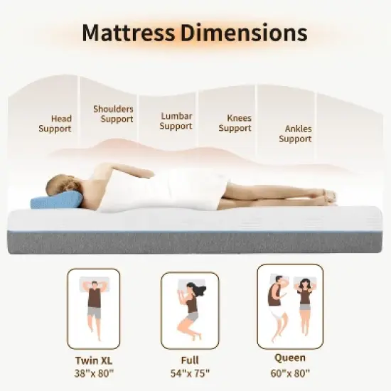 Vipbear 12 Inch Gel Memory Foam Mattresses in a Box for Back Pain Relief, Firm Foam Bed-Mattress for for Cool Sleep image {2}