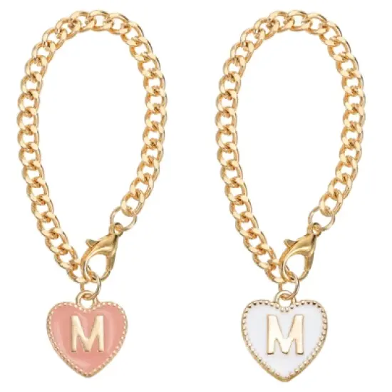 Unique Bargains Letter Heart Shape Identification Accessories Pink & White 2 Pcs image {16}