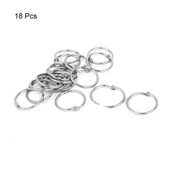 Unique Bargains Office Document DIY Binding Loose Leaf Rings Hook 1.2" Dia 18 Pcs image {1}