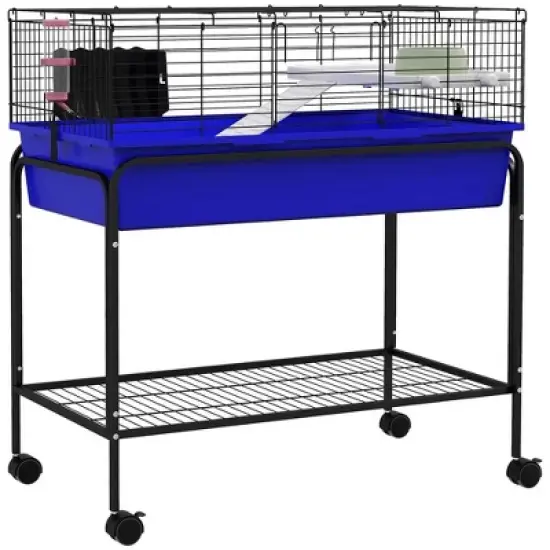 Resenkos Pet Mouse Cage, Hedgehog Cage,Two-Story Small Animal Cage Removable from Stand, Pet Habitat with Shelf & Wheels,Blue image {11}