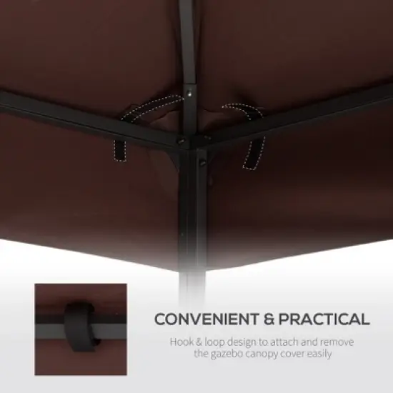 Gulches 9.8' x 9.8' Gazebo Replacement Canopy - 2-Tier UV Top Cover for Models 01-0153 & 100100-076, Perfect for Outdoor Use, Coffee Color (TOP ONLY) image {2}