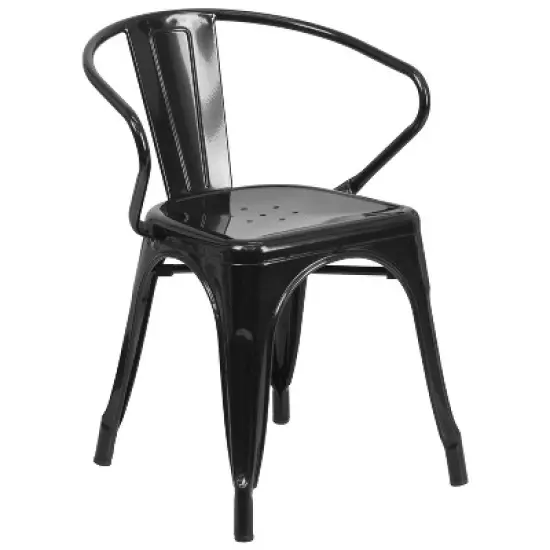 Flash Furniture Commercial Grade Metal Indoor-Outdoor Chair with Arms image {17}