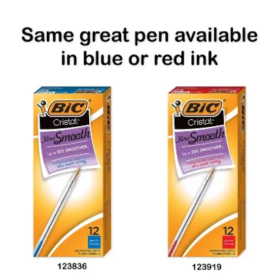 Bic Cristal Xtra Smooth Ballpoint Stick Pen Black Ink 1mm Medium Dozen MS11BK image {4}