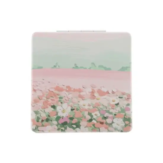 Unique Bargains Square Hand-drawn Makeup Mirror Green Pink 1 Pc image {3}