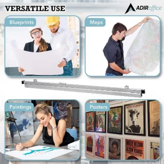 AdirOffice Hanging Blueprint Clamp Holder 26" Silver Aluminum 12/Pack (ADI6026-2) ADI6026--2 image {6}