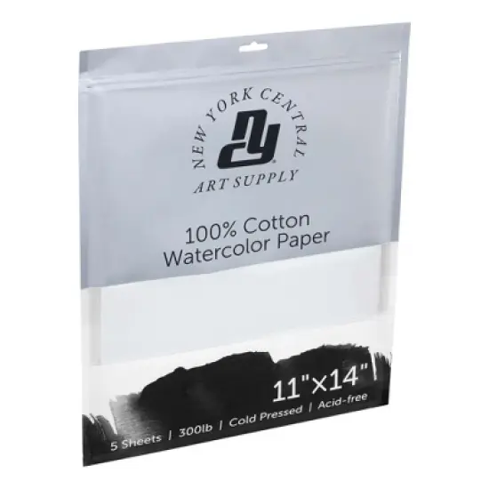 New York Central Watercolor Paper Sheets, 11x14 Inch, 300lb Cold Press, Pack of 25 - Professional Grade, Acid-Free, Archival, Superior Surface image {1}
