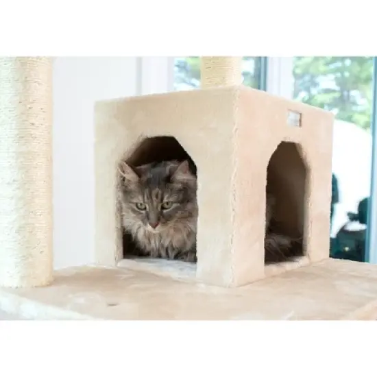 GleePet GP78748 74-Inch Real Wood Cat Tree With Seven Levels, Beige/Silver Gray image {5}