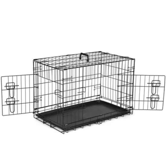 JIONJOY Double Door Dog Crate | Black image {8}