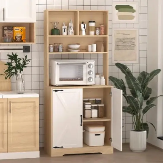 LIVAREEmlen Baker's Racks with 2 Doors and Shelves,Freestanding Larder Cupboard,Kitchen Pantry Storage Cabinet for Kitchen,Dining Room image {11}