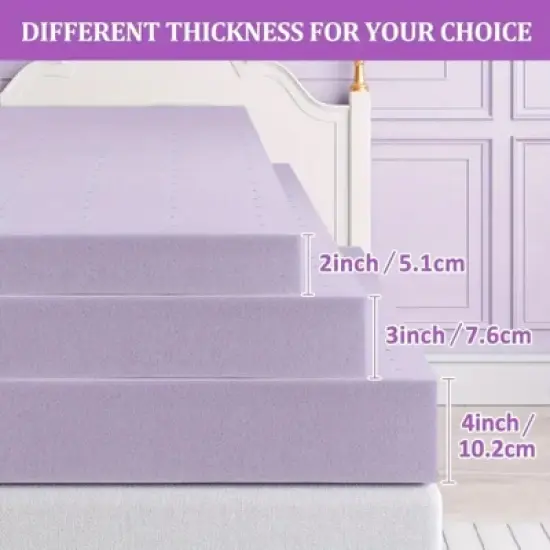 MAYEERTY 2 Inch Queen Mattress Topper - Premium Firm Memory Foam, Ventilated, Cooling Gel-Infused, High-Density for Comfort image {3}