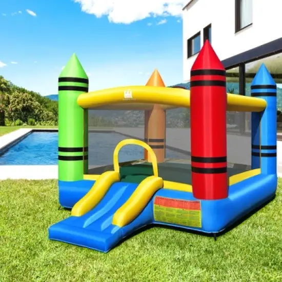 Costway Inflatable Bounce House Kids Jumping Castle w/ Slide&Ocean Balls Blower Excluded image {8}