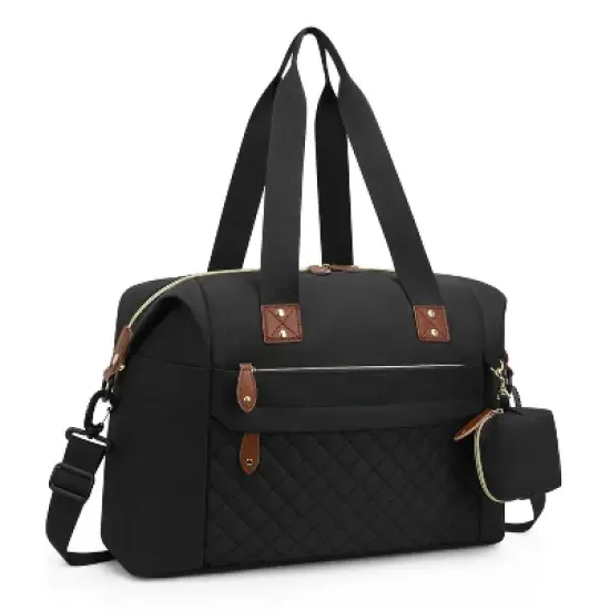 Itopfox Large Waterproof Diaper Bag Tote with Pacifier Case, Shoulder Straps & Stroller Clips for Moms and Dads, Black image {8}