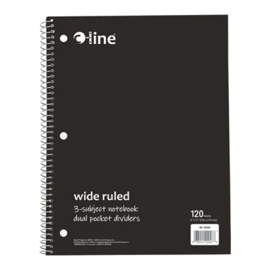 C-Line&reg; 3-Subject Notebook, Wide Ruled, 120 Sheets, Assorted Colors, Pack of 3 image {4}