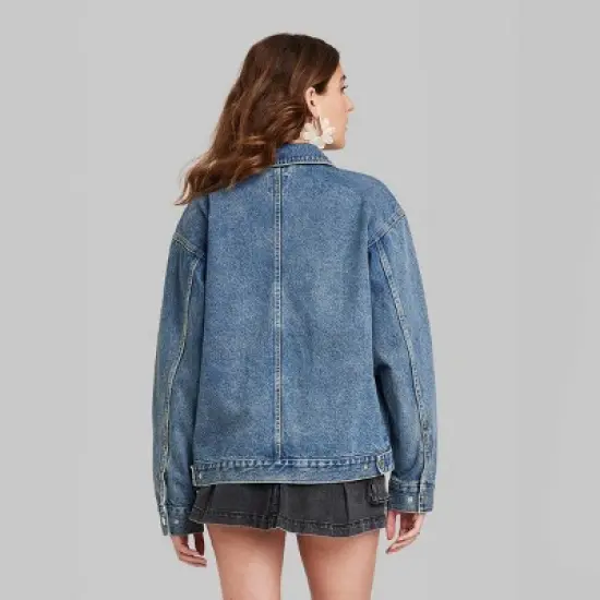 Women's Boxy Zip-Up Denim Jacket - Wild Fable&trade; Blue Denim image {2}