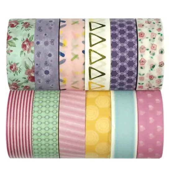 Wrapables Washi Tapes Decorative Masking Tapes, Set of 12 image {24}
