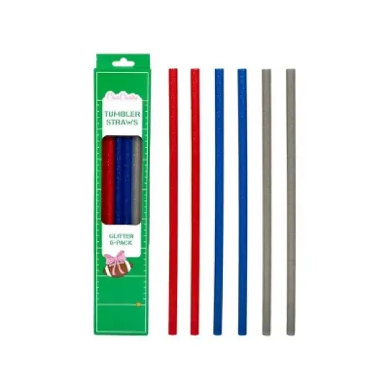 CharCharms 6pk 40oz Tailgate Water Bottle Straws Glitter image {3}