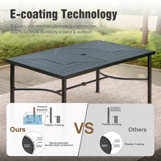 Captiva Designs 7pc Patio Dining Set with Steel Frame Rectangle Table & C-spring Sling Chairs image {7}