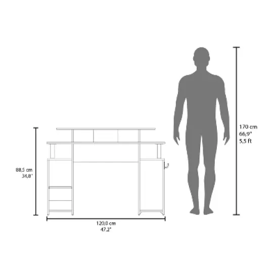 NicBex Minimalist Gaming Desk with CPU Tower&Elevated Monitor Shelf,Computer Desk Table for Home Use,Modern Study Writing Desk,Home Workstation,Black image {6}