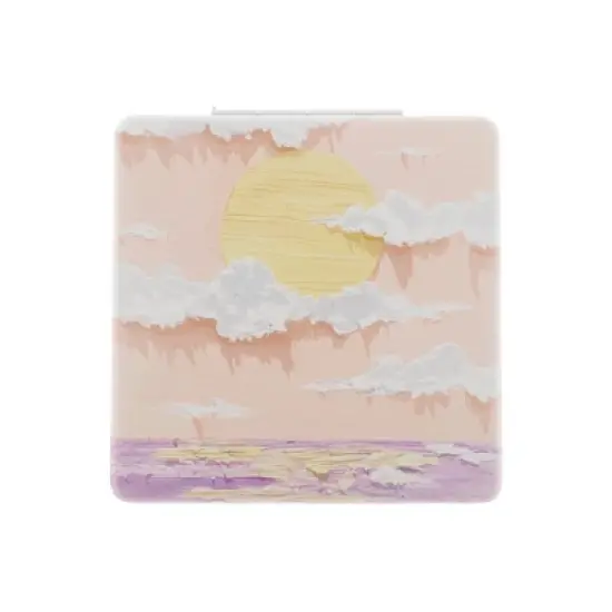 Unique Bargains Square Hand-drawn Makeup Mirror Orange 1 Pc image {3}