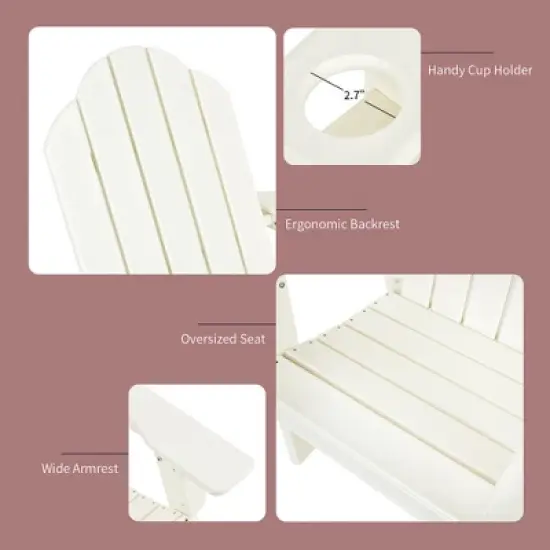 Costway 2PCS Patio Adirondack Chair Side Table Set Weather Resistant Cup Holder image {6}