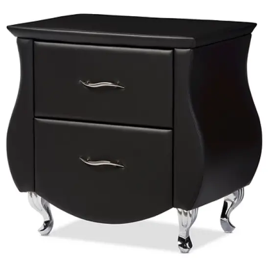 Erin Modern And Contemporary Faux Leather Upholstered Nightstand - Baxton Studio image {4}