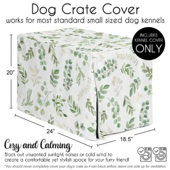 Sweet Jojo Designs Dog Crate Kennel Cover 24in. Botanical Green and White image {4}