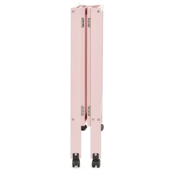 Dream On Me Quinn Full-Size Folding Crib I Removable Wheels I Modern Nursey I Adjustable Mattress Support I Patent Folding System in Blush Pink image {4}