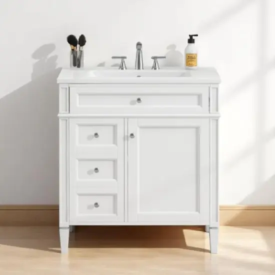 30" Bathroom Vanity with Sink &acirc;&acirc;&sbquo;?MDF and Solid Wood Cabinet, Roman Legs,Undermount Ceramic Sink,Freestanding Cabinet image {17}