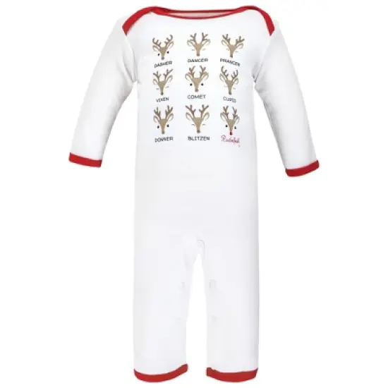 Hudson Baby Unisex Baby Cotton Coveralls, Santa Reindeer image {4}