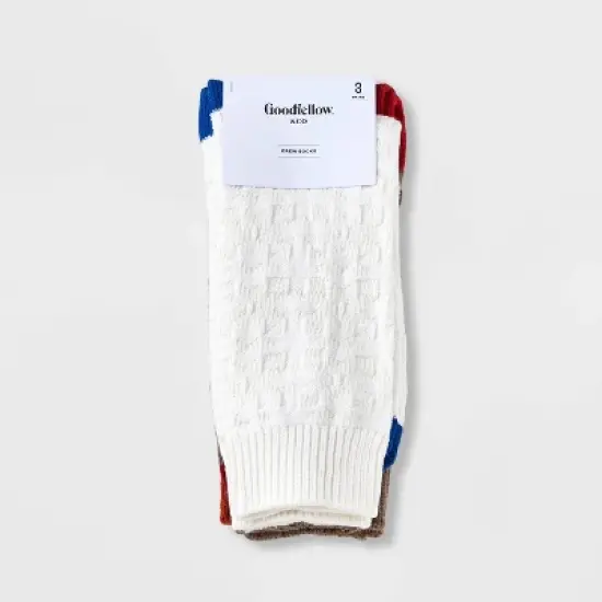 Men's Heel Toe Patch Crew Socks 3pk - Goodfellow & Co&trade; Tan/Orange/Cream 6-12 image {2}