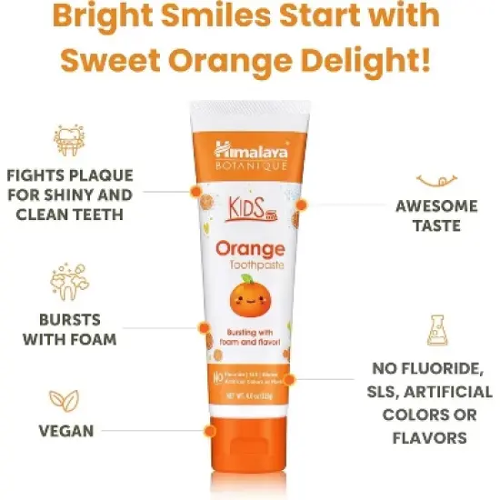 Himalaya Botanique Kids Toothpaste, Orange Flavor 4 oz, 1 Pack image {2}