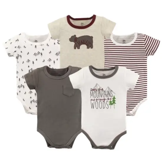 Yoga Sprout Baby Boy Cotton Bodysuits 5pk, Mountains image {1}