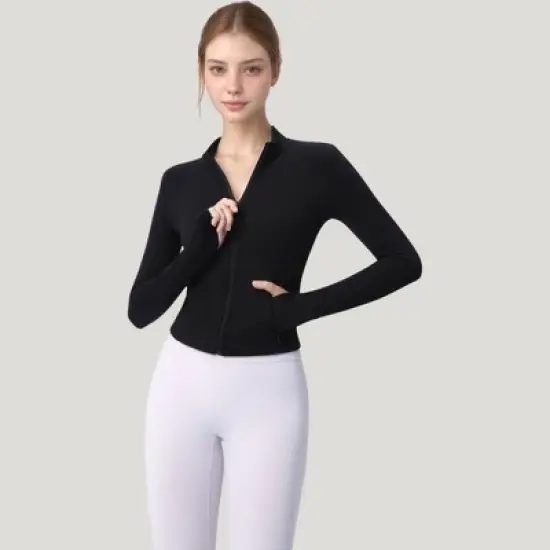 Anna-Kaci Active Women's Long Sleeve Full Zip Athletic Jacket with Thumbholes and Fitted Silhouette image {3}