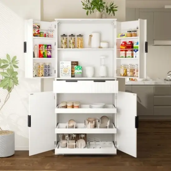Bella Depot Freestanding 72" Kitchen Pantry Cabinet with Drawers & Adjustable Shelves image {13}
