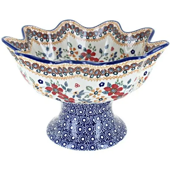 Blue Rose Polish Pottery P184 Manufaktura Pedestal Fruit Bowl image {7}