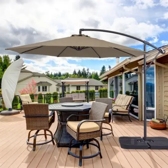 Sonkuki 10 Ft. Patio Offset Umbrella Outdoor Hanging Umbrellas w/Steel Frame image {15}