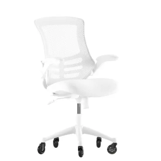 Flash Furniture Kelista Mid-Back Swivel Ergonomic Task Office Chair with Flip-Up Arms and Transparent Roller Wheels image {13}