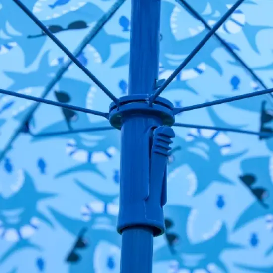 Outsunny Kids Folding Picnic Table and Chair Set Shark Pattern Outdoor Garden Patio Backyard with Removable & Height Adjustable Sun Umbrella image {5}