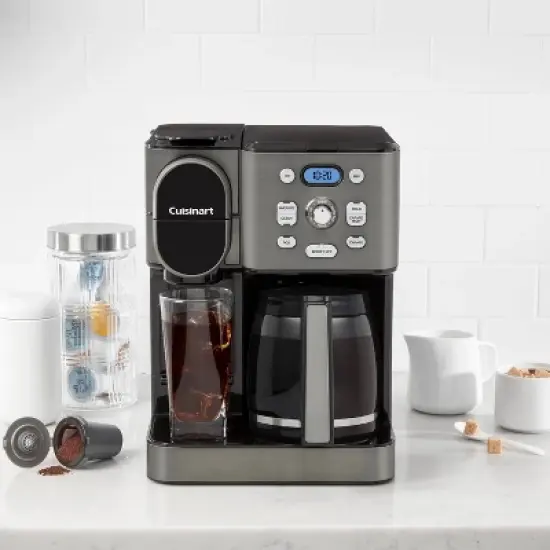 Cuisinart Coffee Center 2-IN-1 Coffee Maker and Single-Serve Brewer -Black Stainless Steel- SS-16BKS: Programmable K-Cup & Ground Coffee Machine image {4}