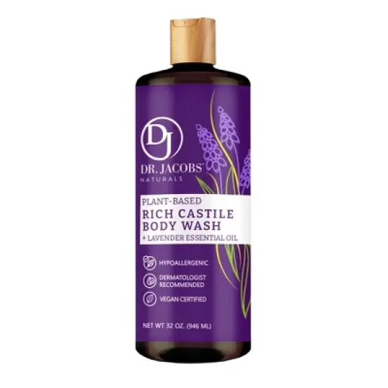 Dr. Jacobs Naturals Plant-Based Castile Body Wash Gel- Lavender- Hypoallergenic -Dermatologist tested image {9}